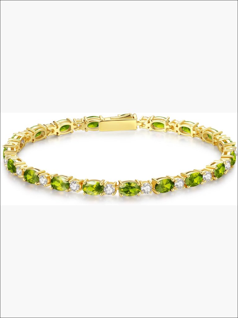 14k Gold Plated Sterling Silver Birthstone Tennis Bracelet 7"